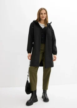 bonprix bonprix Chubasquero ligero con bolso estilo bandolera Negro Hot