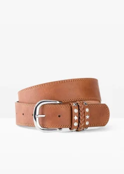 bonprix bonprix Cinturón con detalle de tachuelas Coñac-plateado Outlet