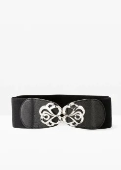 bonprix bonprix Cinturón elástico ancho Negro-plateado Online