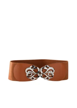 bonprix bonprix Cinturón elástico ancho Coñac-plateado Clearance