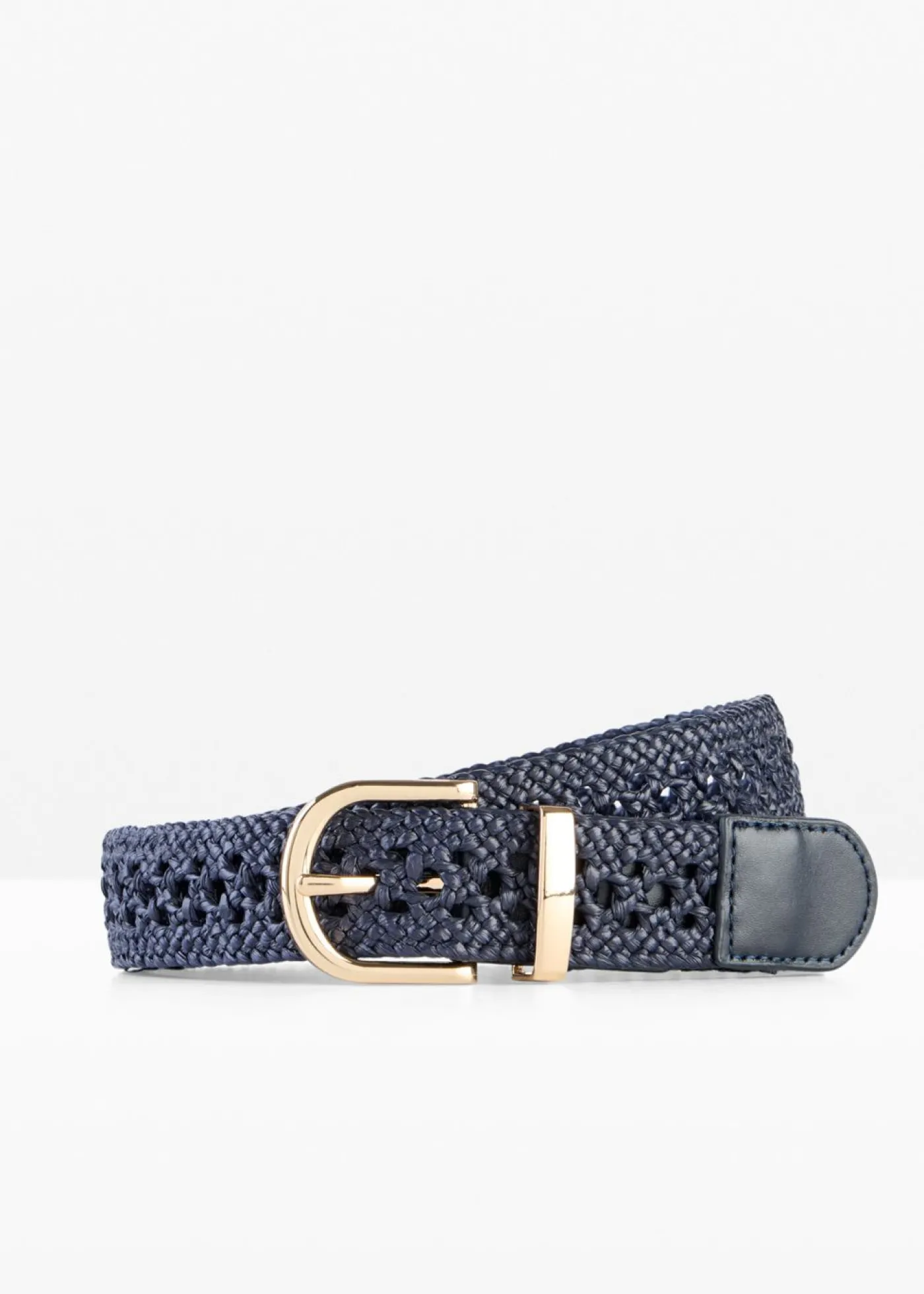 bonprix bonprix Cinturón trenzado con hebilla clásica Azul marino/dorado Hot