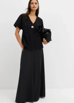 bonprix bonprix Cómodo chaleco de tejido Punto di Roma con botones decorativos Negro Online