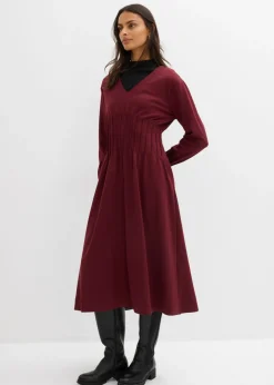 bonprix bonprix Cómodo vestido de mezcla de viscosa con pinzas decorativas rojo avellana New
