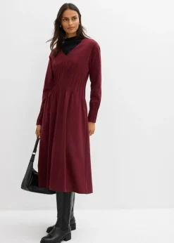 bonprix bonprix Cómodo vestido de mezcla de viscosa con pinzas decorativas rojo avellana New