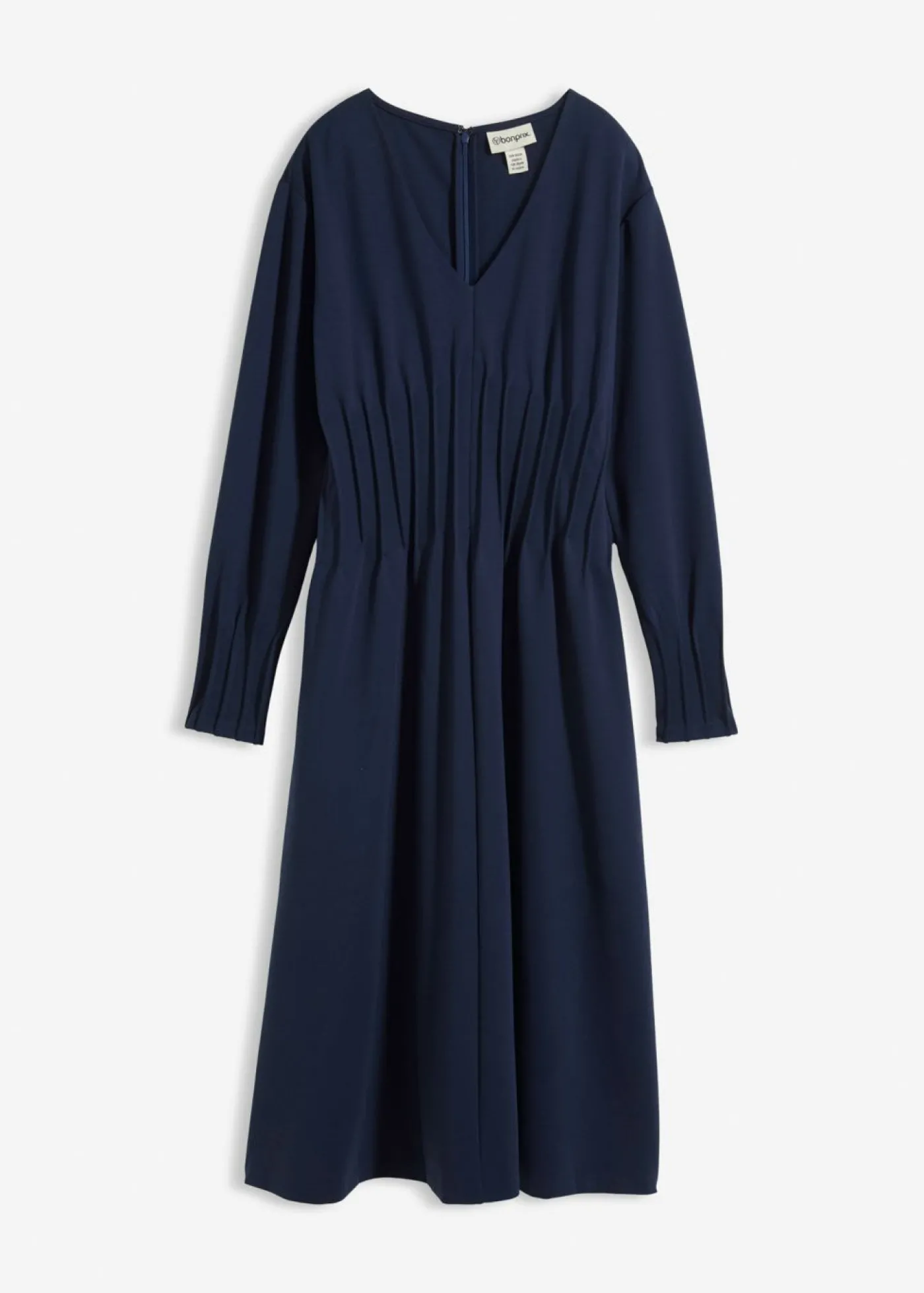 bonprix bonprix Cómodo vestido de mezcla de viscosa con pinzas decorativas Azul marino Clearance