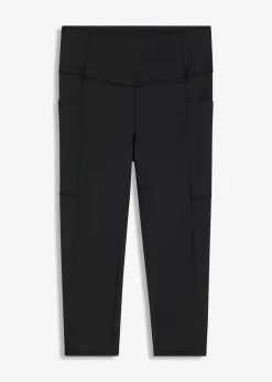 bonprix bonprix Cómodos leggings deportivos capri con bolsillo para móvil y material de secado rápido Negro Discount