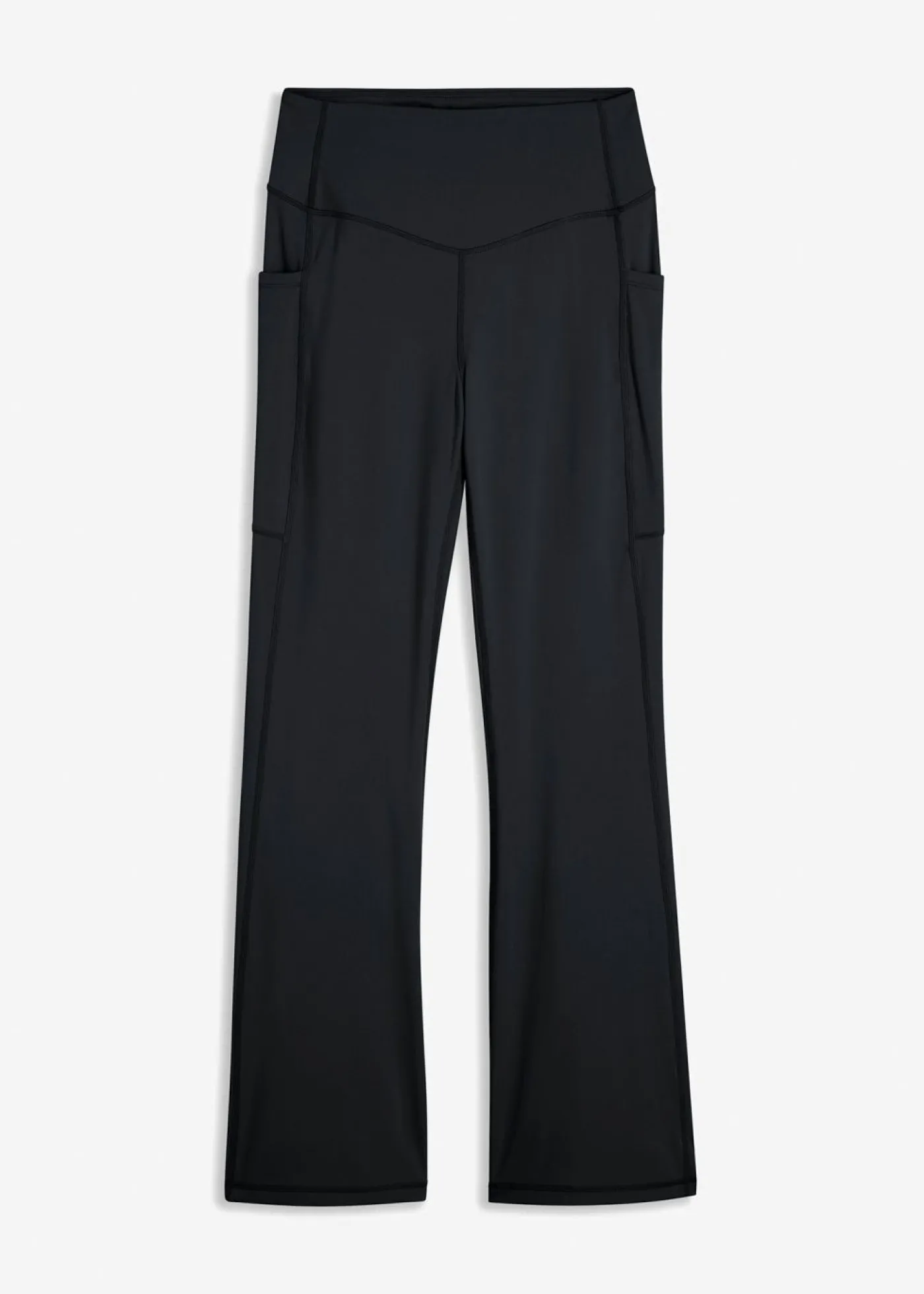 bonprix bonprix Cómodos leggings deportivos con bolsillo para móvil, corte acampanado y material de secado rápido Negro Clearance