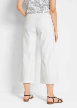 bonprix bonprix Cómodos vaqueros elásticos de corte capri (2 unidades) Denim azul hielo-blanco Discount