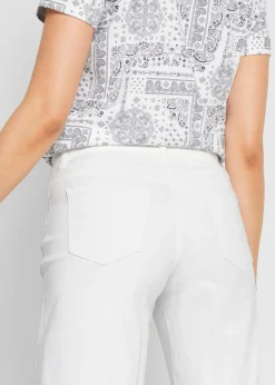 bonprix bonprix Cómodos vaqueros elásticos de corte capri (2 unidades) Denim azul hielo-blanco Discount