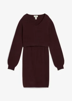 bonprix bonprix Conjunto de punto de jersey y falda para bebé rojo burdeos Hot