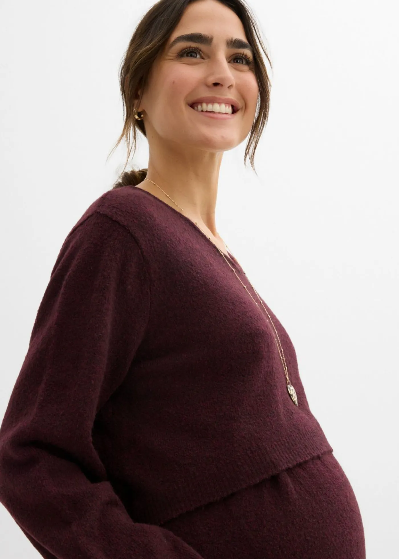 bonprix bonprix Conjunto de punto de jersey y falda para bebé rojo burdeos Hot