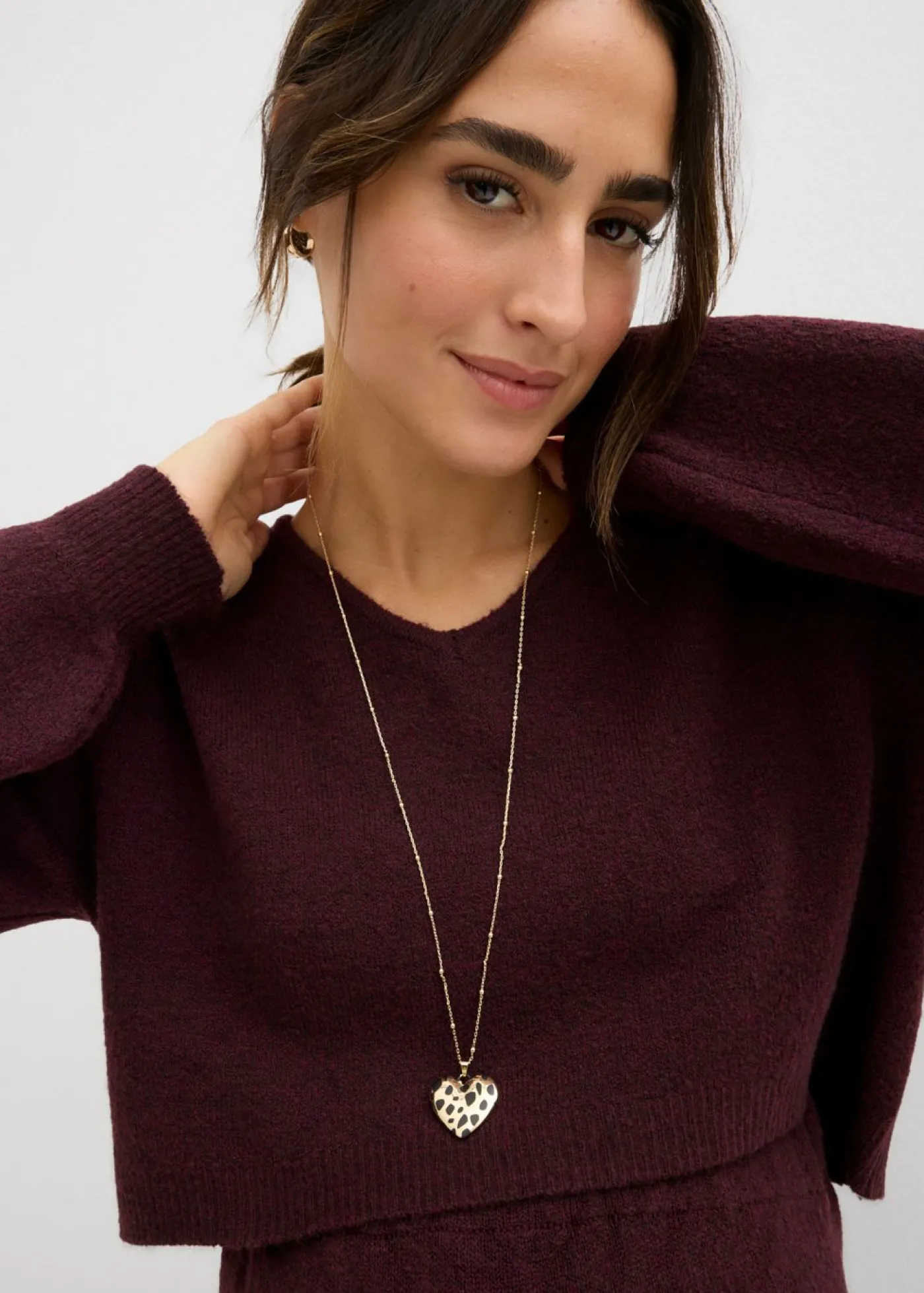 bonprix bonprix Conjunto de punto de jersey y falda para bebé rojo burdeos Hot