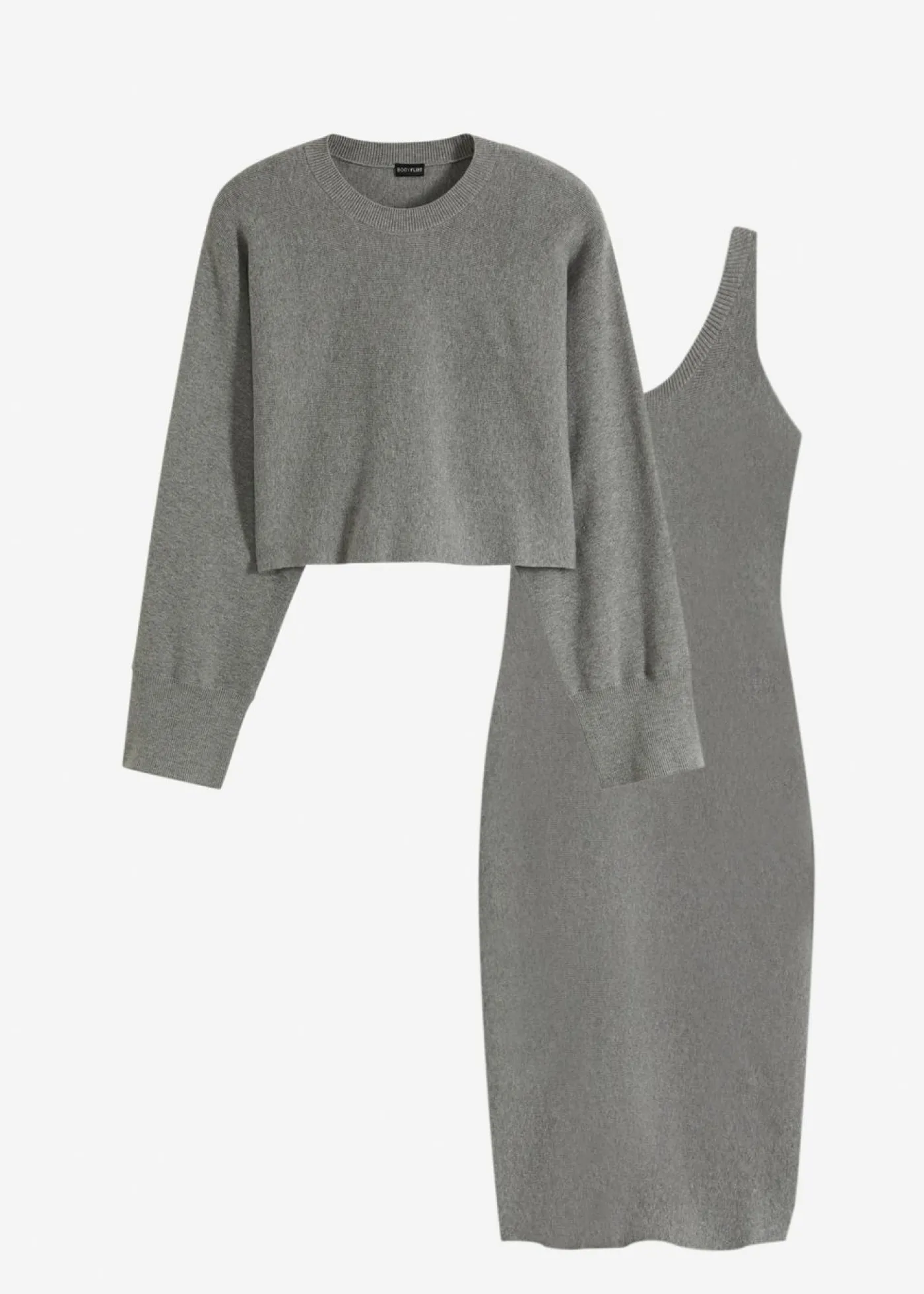 bonprix bonprix Conjunto de vestido de punto (2 piezas) Gris jaspeado Outlet