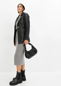 bonprix bonprix Conjunto de vestido de punto (2 piezas) Gris jaspeado Outlet