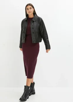 bonprix bonprix Conjunto de vestido de punto (2 piezas) rojo burdeos Discount