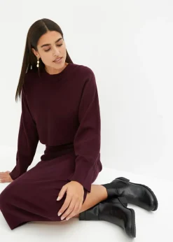 bonprix bonprix Conjunto de vestido de punto (2 piezas) rojo burdeos Discount