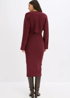 bonprix bonprix Conjunto de vestido de punto (2 piezas) rojo avellana Best