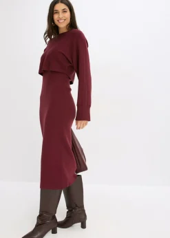 bonprix bonprix Conjunto de vestido de punto (2 piezas) rojo avellana Best