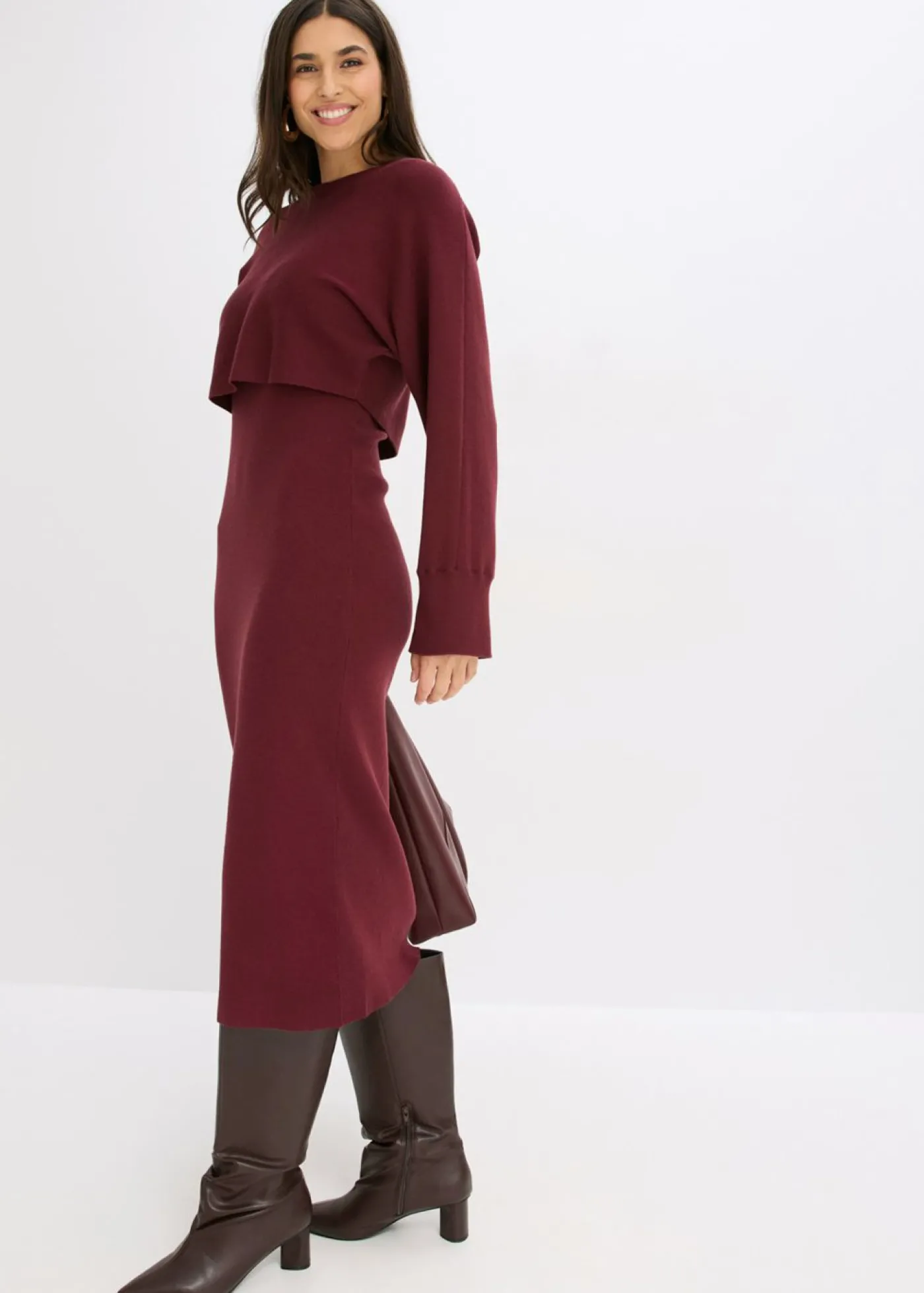 bonprix bonprix Conjunto de vestido de punto (2 piezas) rojo avellana Best