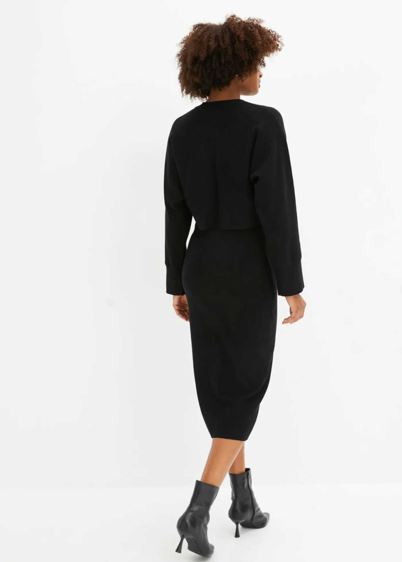 bonprix bonprix Conjunto de vestido de punto (2 piezas) Negro Sale