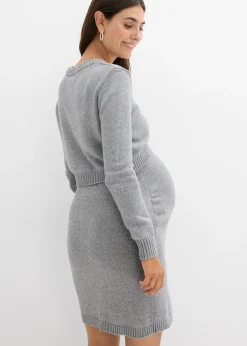 bonprix bonprix Conjunto premamá de 2 piezas compuesto por jersey y falda de algodón con hilo brillante Gris jaspeado Online