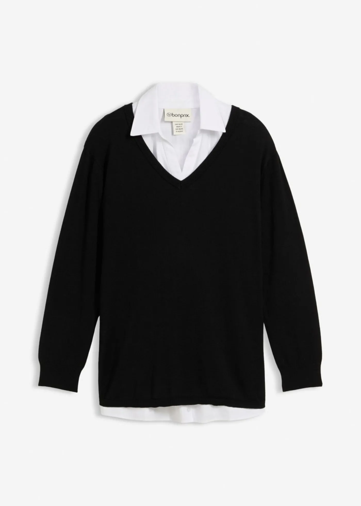 bonprix bonprix Conjunto premamá/de lactancia compuesto por jersey y blusa sin mangas de algodón orgánico Negro-blanco Sale