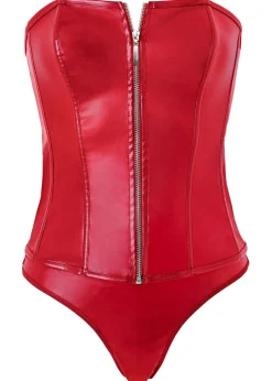 bonprix VENUS Corsé + tanga de piel sintética (conjunto de 2 piezas) Rojo Best
