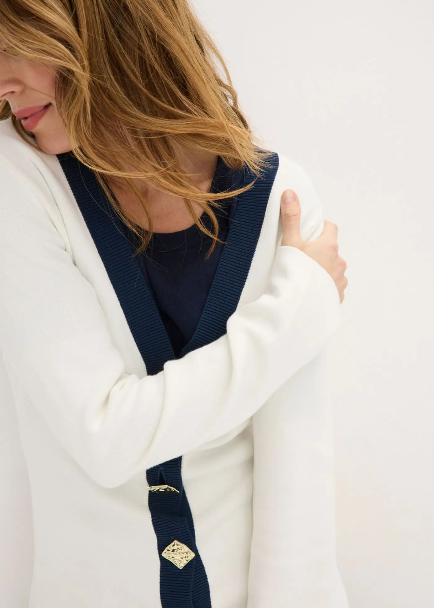 bonprix bonprix Cárdigan Blanco lana/azul marino Hot