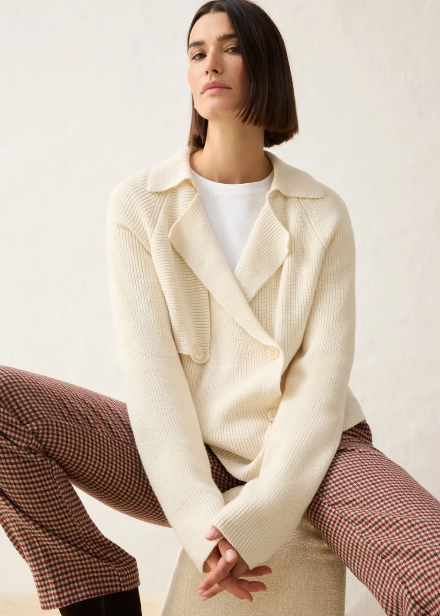 bonprix bonprix Cárdigan con lana Beige natural Best