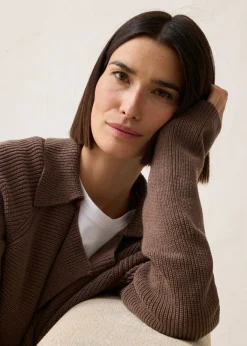 bonprix bonprix Cárdigan con lana marrón arcilla Outlet