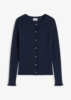bonprix bonprix Cárdigan de ajour de mezcla de algodón Azul marino Discount