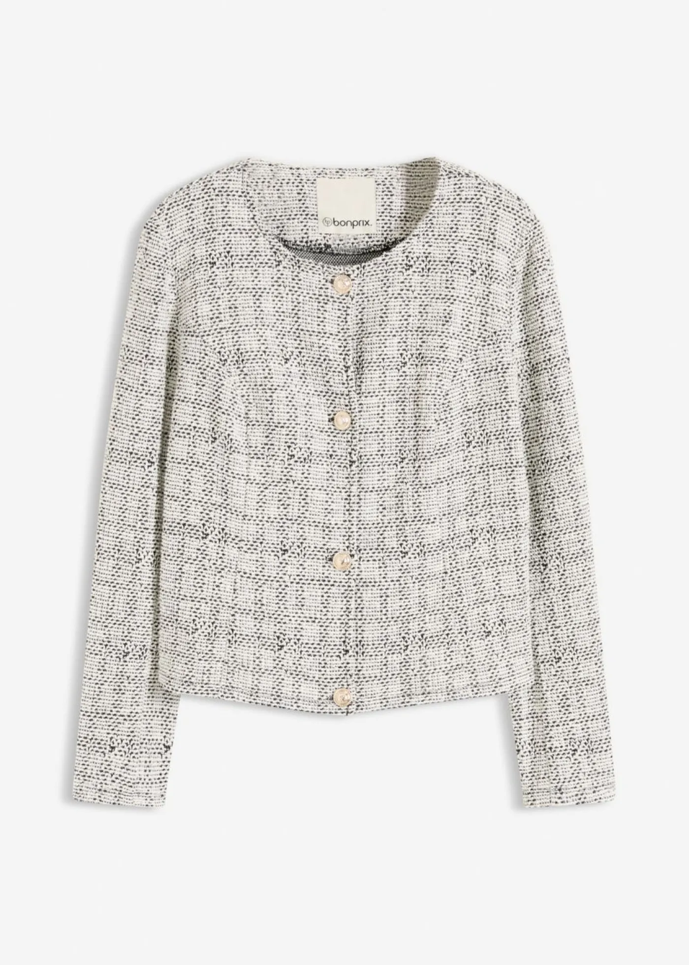 bonprix bonprix Cárdigan de bouclé de algodón negro - blanco moteado Online