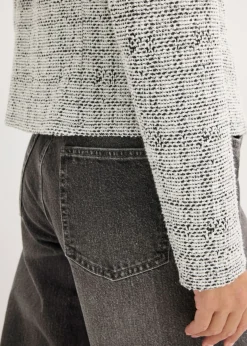 bonprix bonprix Cárdigan de bouclé de algodón negro - blanco moteado Online