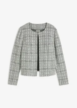 bonprix bonprix Cárdigan de mezcla de algodón Negro-blanco lana Sale