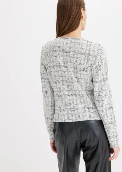 bonprix bonprix Cárdigan de mezcla de algodón Negro-blanco lana Sale