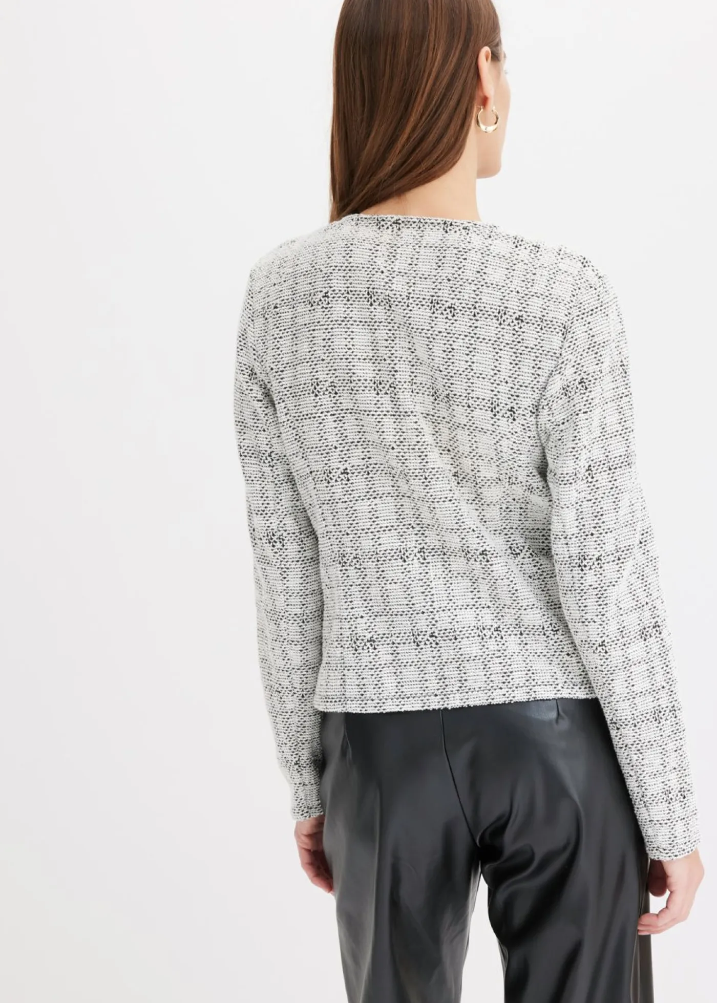 bonprix bonprix Cárdigan de mezcla de algodón Negro-blanco lana Sale