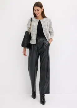 bonprix bonprix Cárdigan de mezcla de algodón Negro-blanco lana Sale