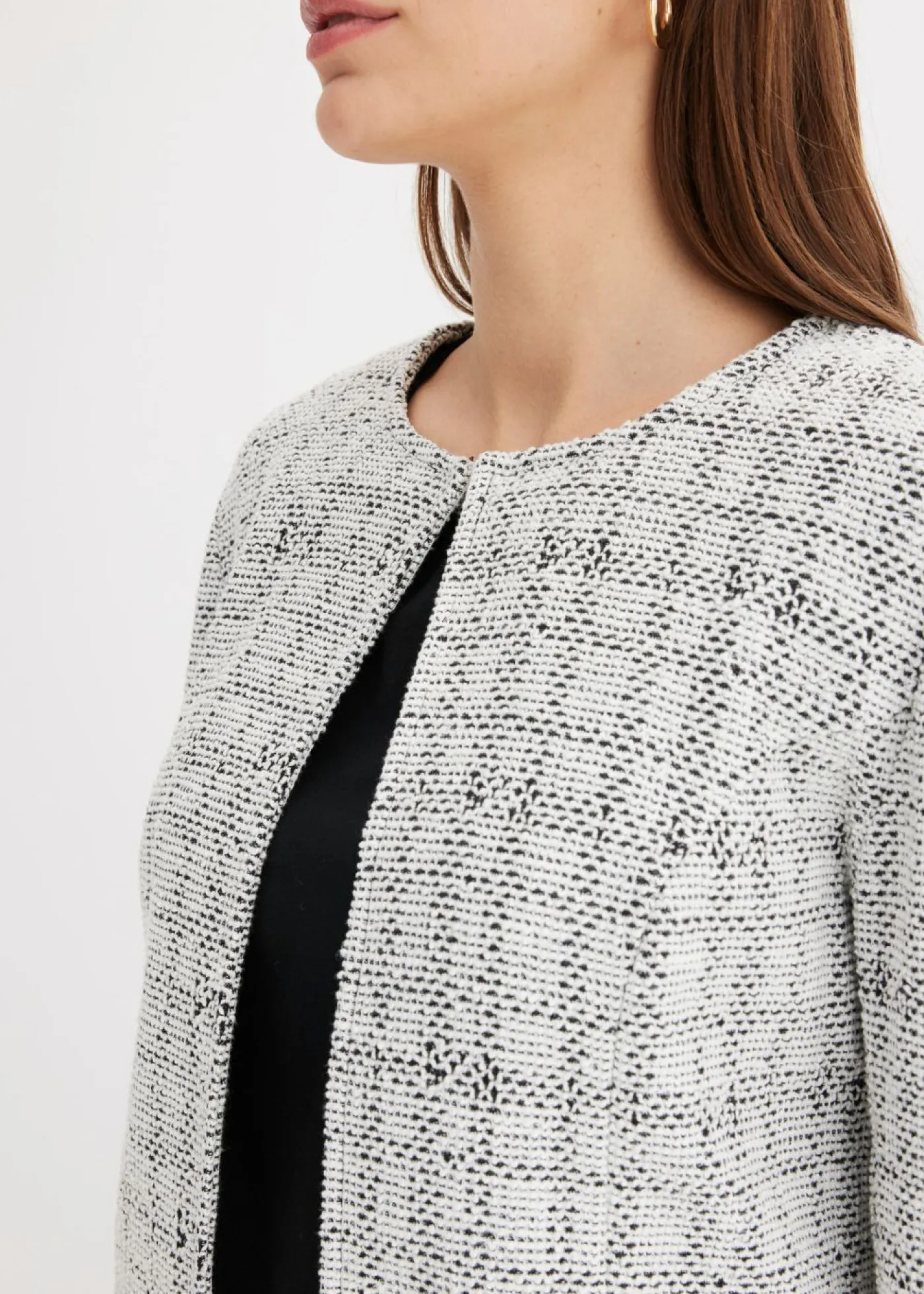 bonprix bonprix Cárdigan de mezcla de algodón Negro-blanco lana Sale