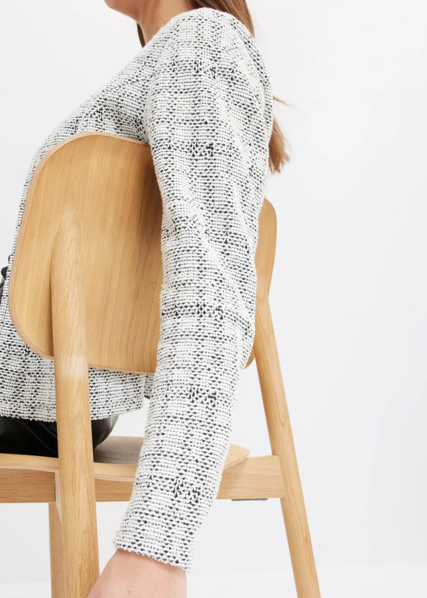 bonprix bonprix Cárdigan de mezcla de algodón Negro-blanco lana Sale