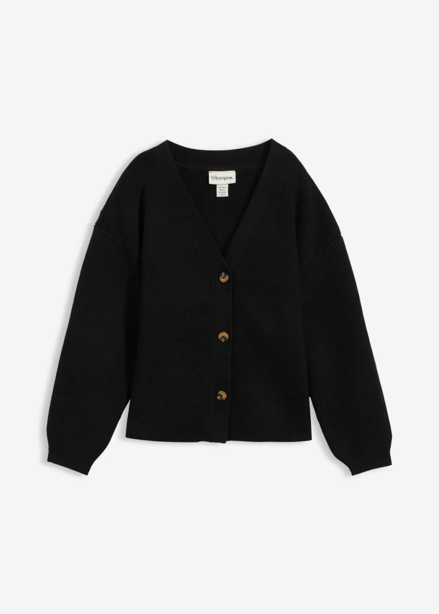 bonprix bonprix Cárdigan de mezcla de algodón Negro Sale