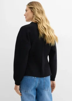 bonprix bonprix Cárdigan de mezcla de algodón Negro Sale