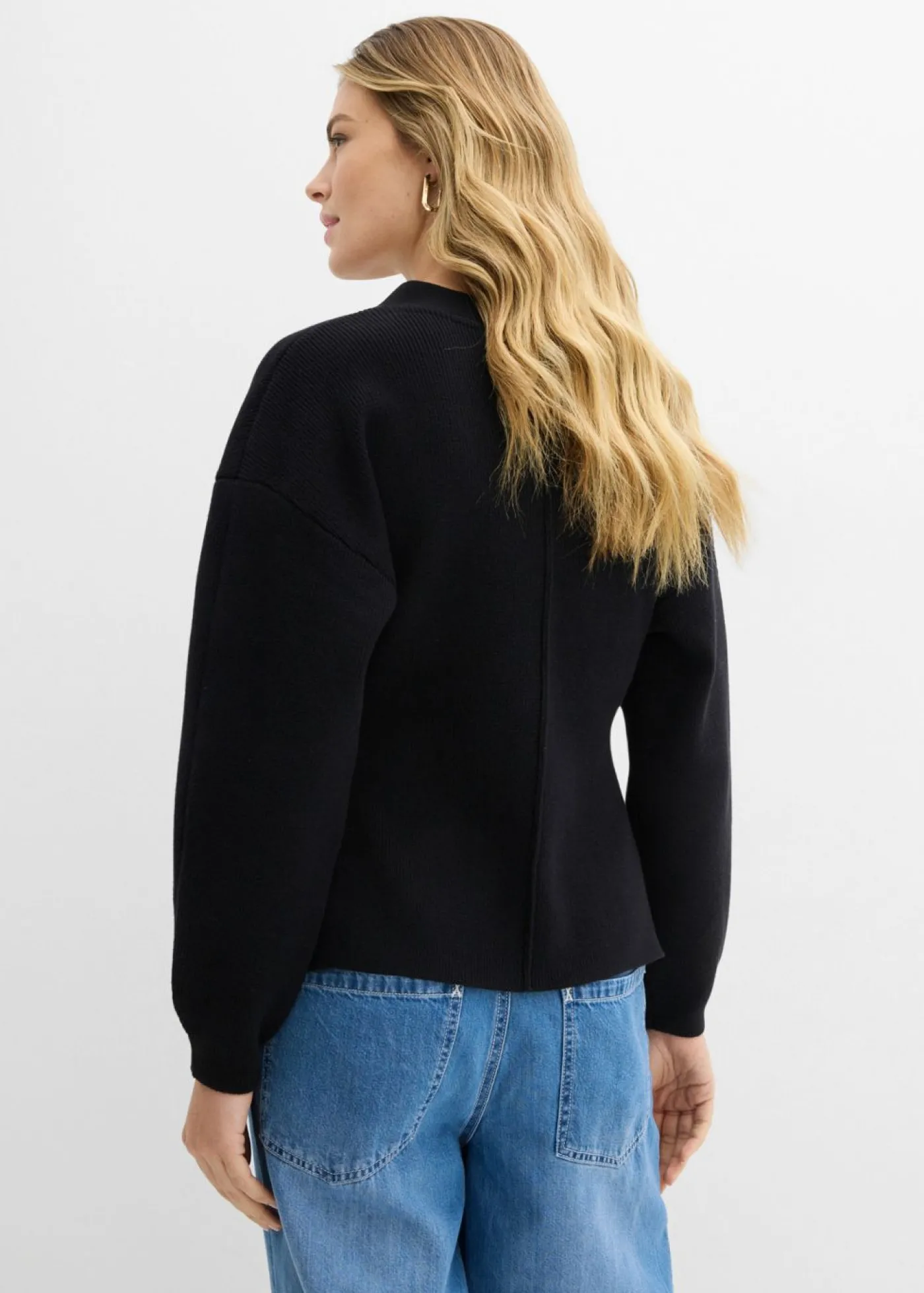 bonprix bonprix Cárdigan de mezcla de algodón Negro Sale