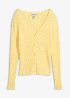 bonprix bonprix Cárdigan de punto fino con viscosa Amarillo claro New