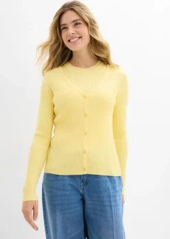 bonprix bonprix Cárdigan de punto fino con viscosa Amarillo claro New