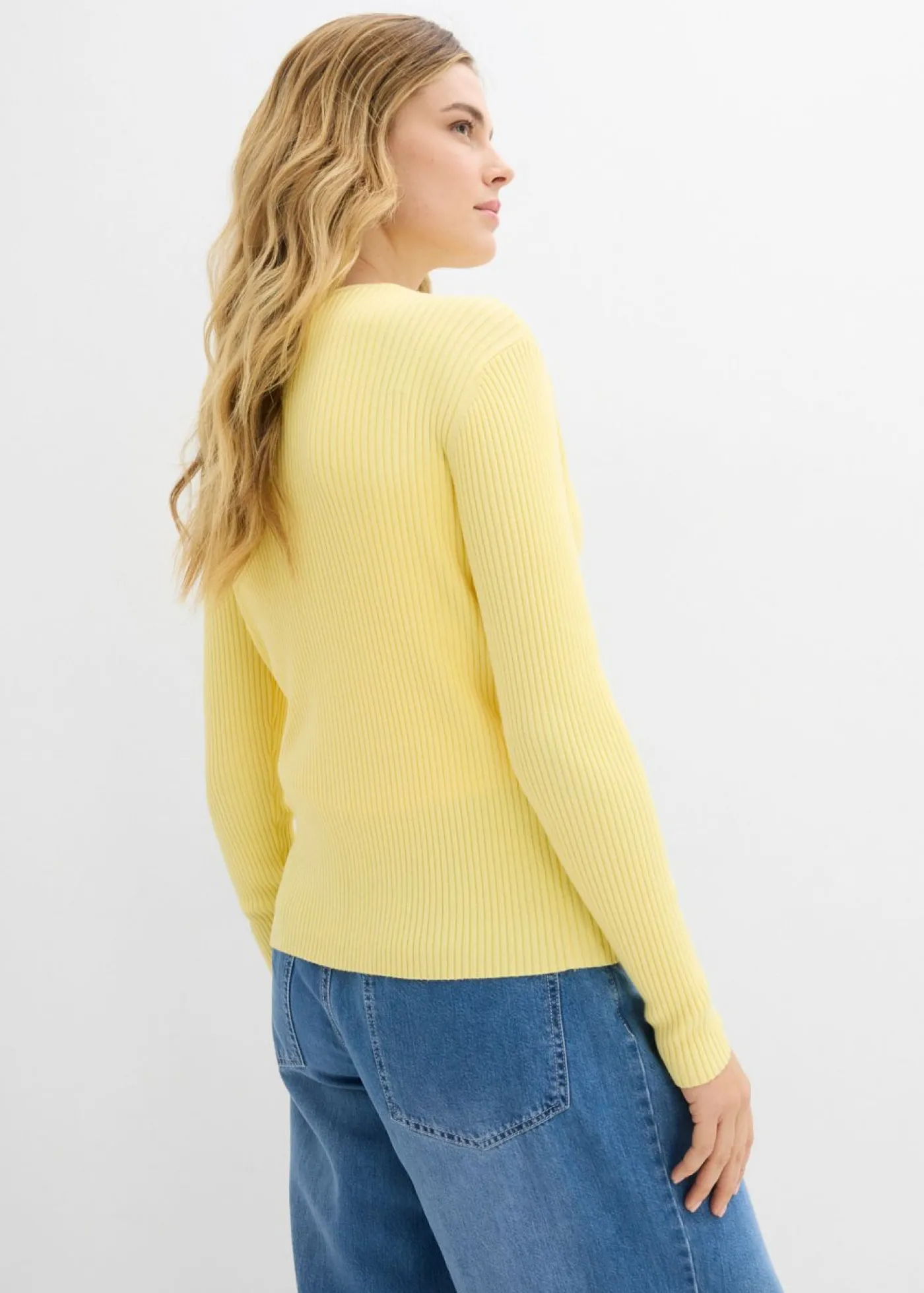 bonprix bonprix Cárdigan de punto fino con viscosa Amarillo claro New