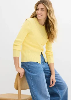 bonprix bonprix Cárdigan de punto fino con viscosa Amarillo claro New