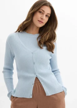 bonprix bonprix Cárdigan de punto fino con viscosa azul pálido Best
