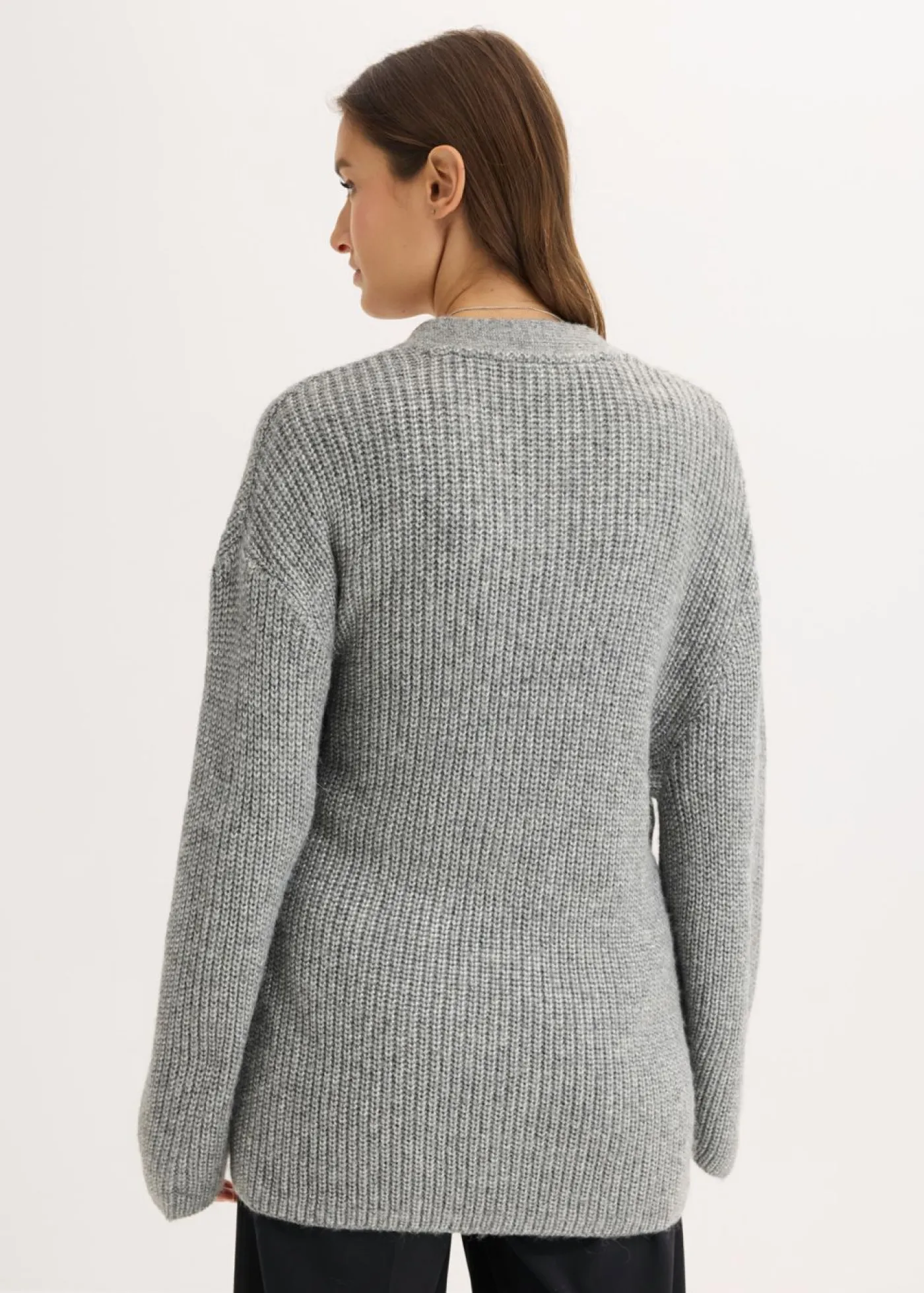 bonprix bonprix Cárdigan holgado con diseño cruzado Gris jaspeado