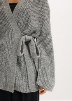 bonprix bonprix Cárdigan holgado con diseño cruzado Gris jaspeado