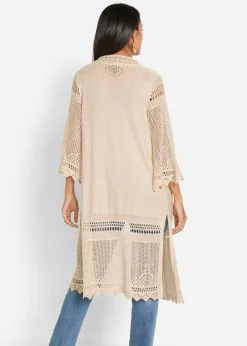 bonprix bonprix Cárdigan largo de ajour Beige Online